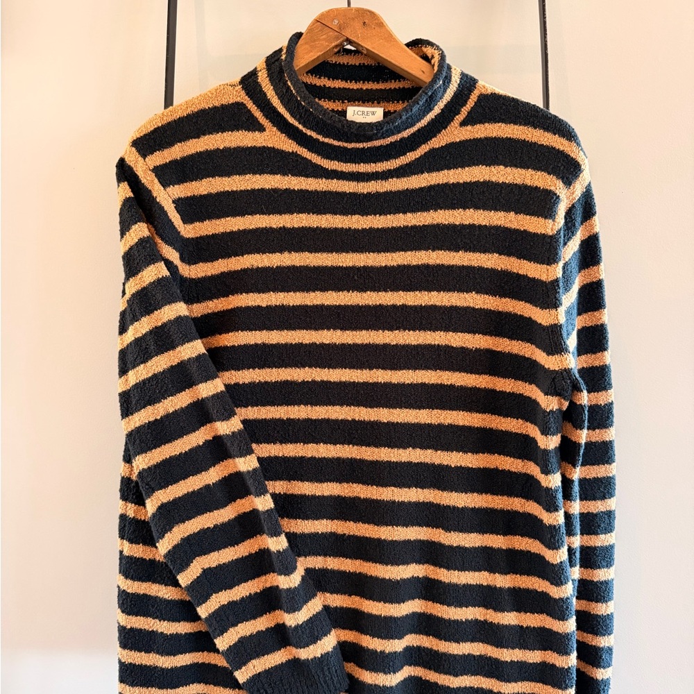 J. Crew Black and Tan Striped Sweater